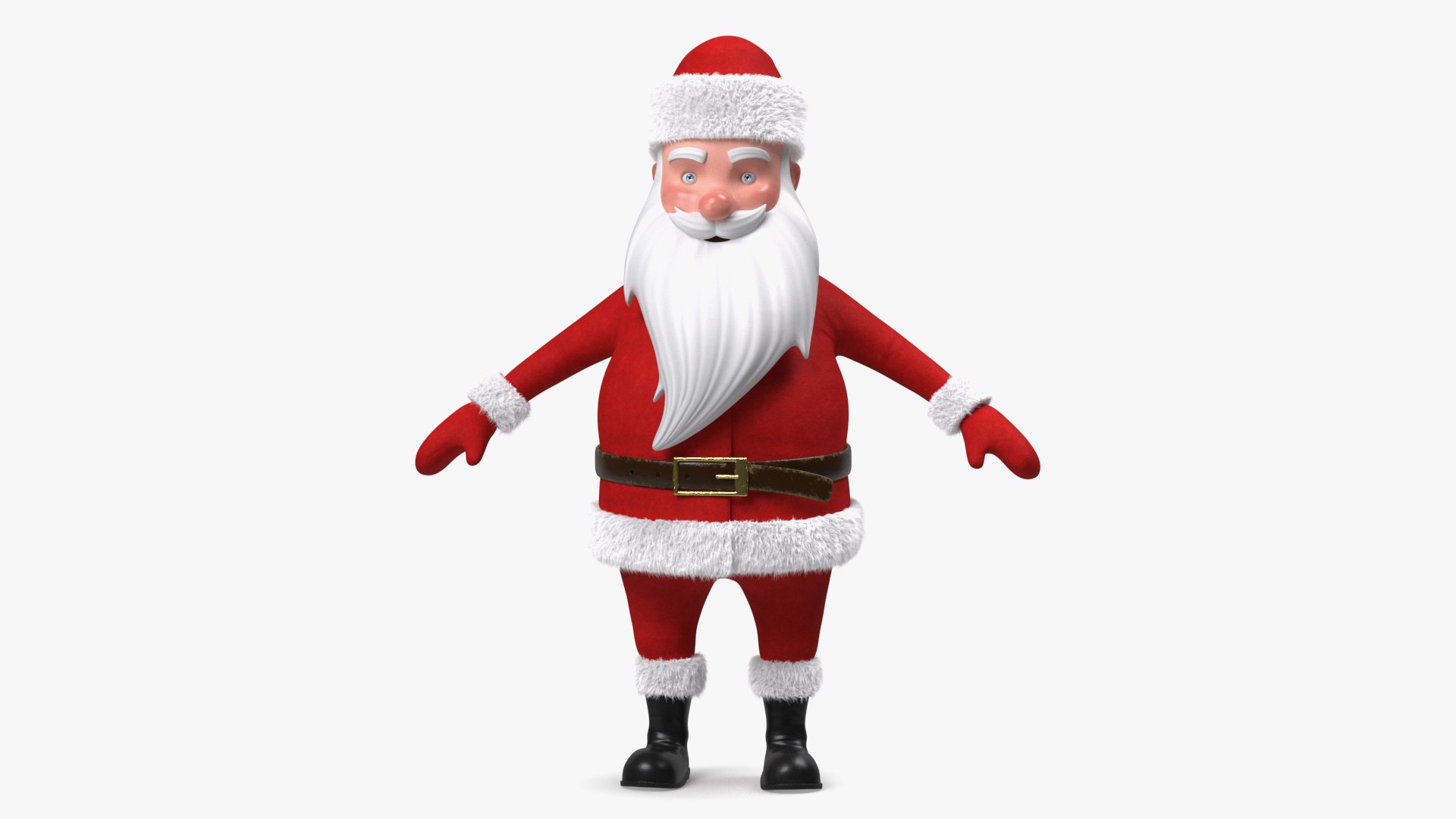 Cartoon Santa Claus A-pose Fur 3D model preview