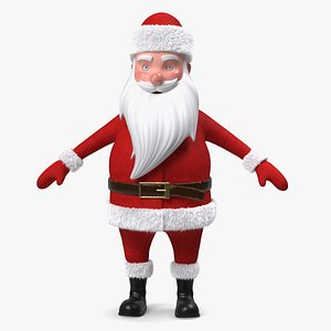 Cartoon Santa Claus A-pose Fur 3D model