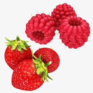 3D model strawberry raspberry