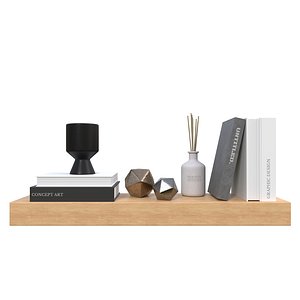 Wall Shelf with Decoration V02 3D model