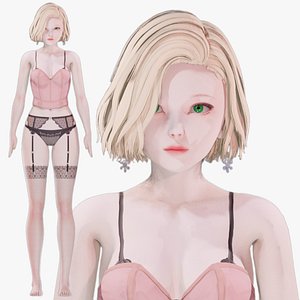 Lingerie clothes 0014 - Rigged -Unreal - Unity - Blender - Animated - Realistic Female Character
