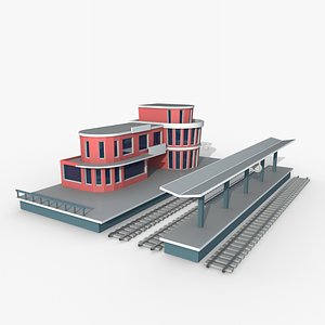 3D Train Station 2 Game Ready model
