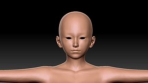3D asian female base mesh model