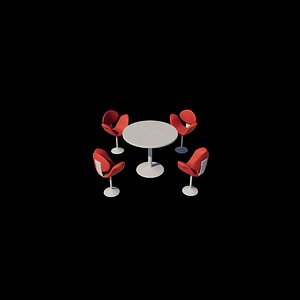 chaise tulipe and table 3D model 3D model