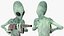 3D green alien attack pose model