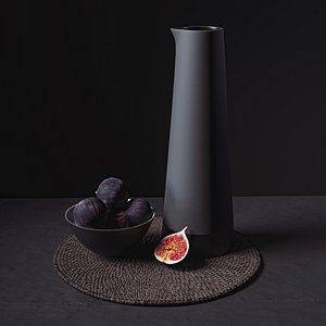 Black Tableware and Figs