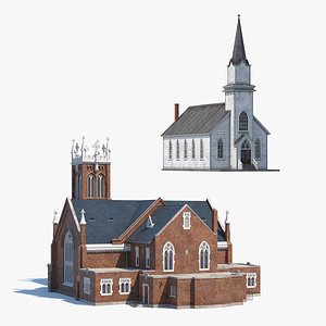 3D churches old wooden