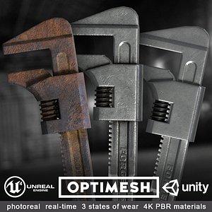 low-poly wrench modelled tool model