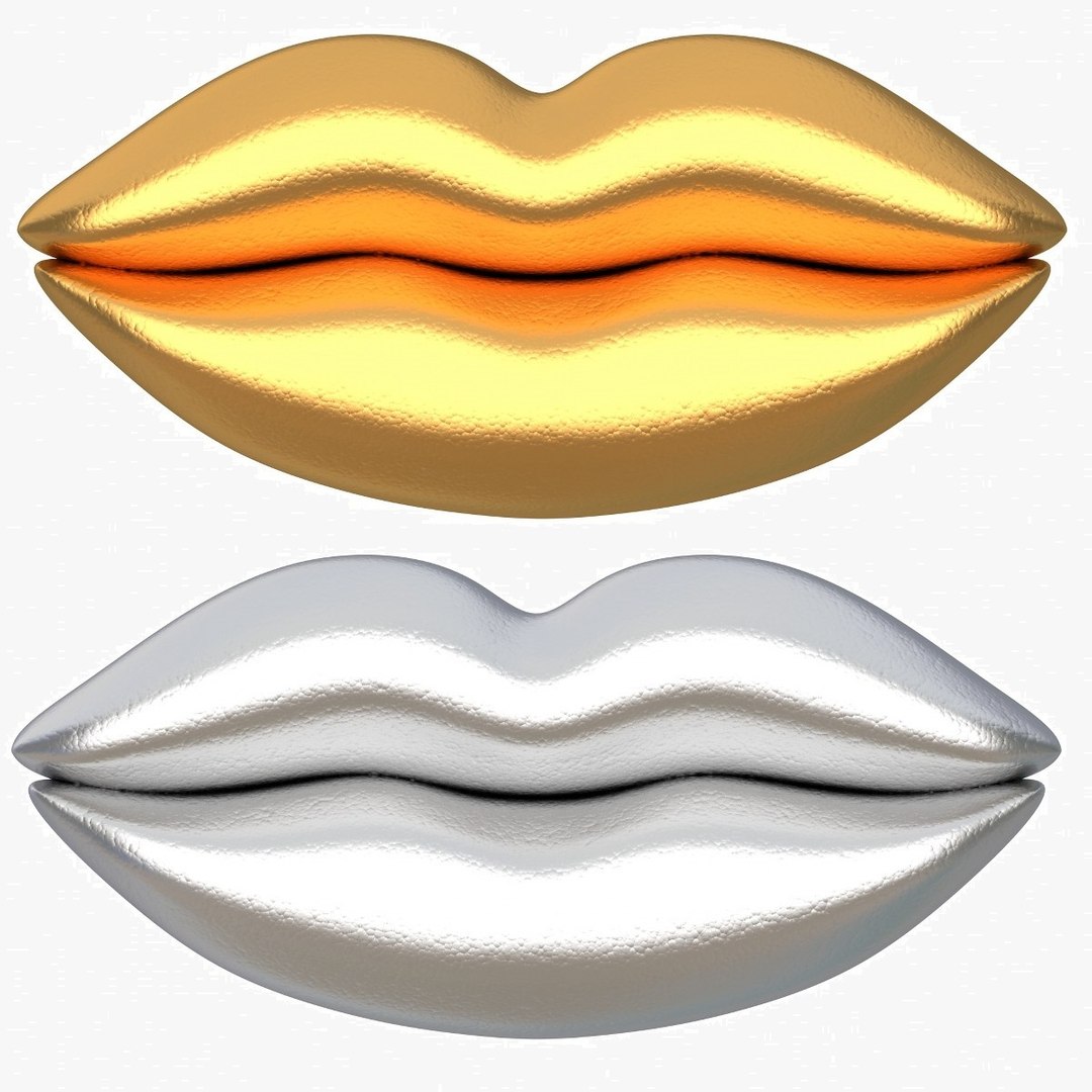 3D Lips Icon Gold And Silver - TurboSquid 1989658
