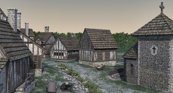 Medieval town village model - TurboSquid 1198231