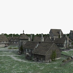 medieval town village model