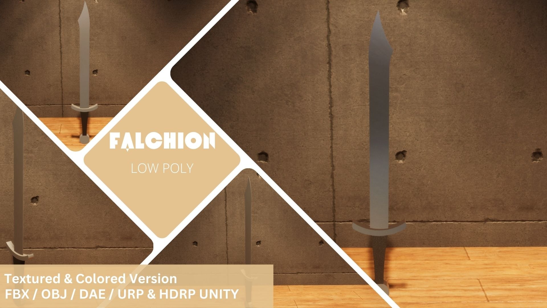 3D Falchion - Lowpoly Textured And Colorbased Model - TurboSquid 2051823