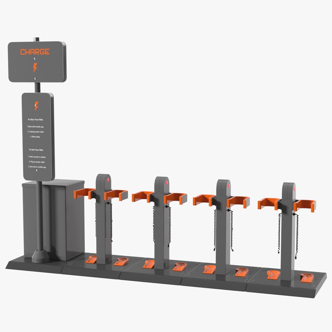 Electric Scooter Charging Station 3D model preview