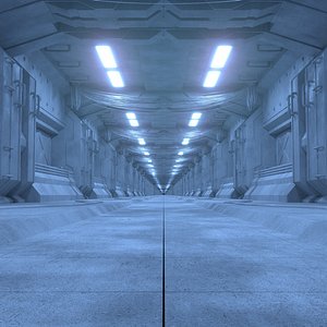 3D Modular Sci-Fi Corridor LITE model