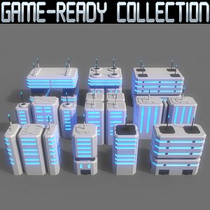 PBR Sci-Fi Building A 21-30 Collection model