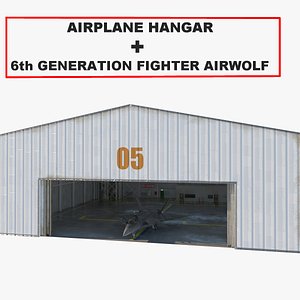 3D Airplane hangar   Next fighter Airwolf model