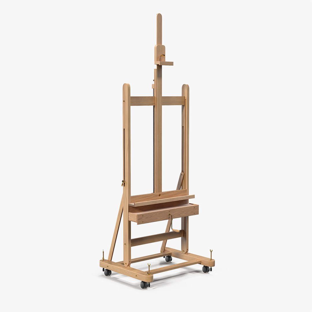 Wooden Studio Easel 3D model preview