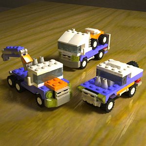 free lego mini vehicles 3d model