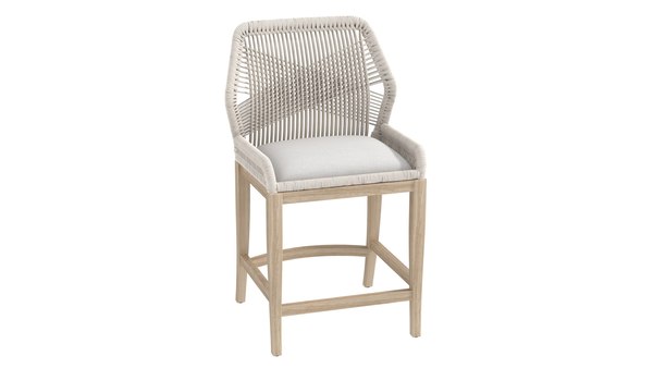 lorry coastal beach taupe rope woven mahogany performance counter stool