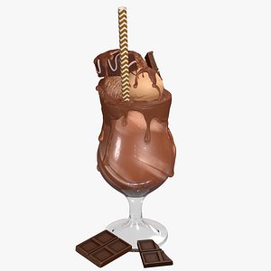 Realistic Ice Milkshake Drink Chocolate 3D