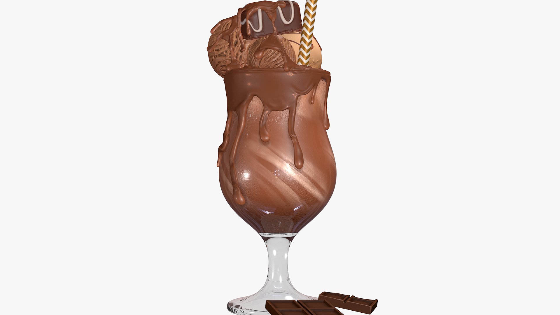 Realistic Ice Milkshake Drink Chocolate 3D - TurboSquid 2085793