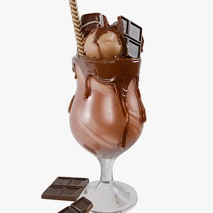Realistic Ice Milkshake Drink Chocolate 3D