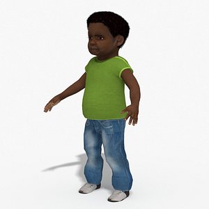 Casual Toddler boy child kid African Male RIGGED 3D model
