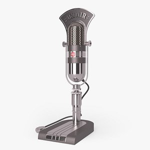 3D model Studio Ribbon Retro Microphone on a Stand RCA type 77