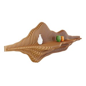 3D Parametric Wavy Wooden shelf Decor 01- wood cutting machines model