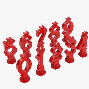 number candles cakes 3D model