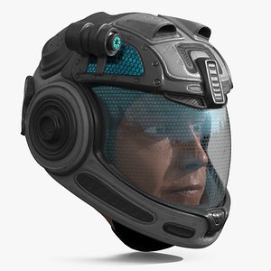 Astronaut Head in Futuristic Helmet