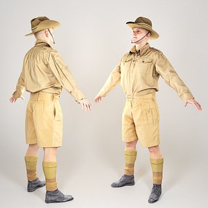 australian infantryman character a-pose model