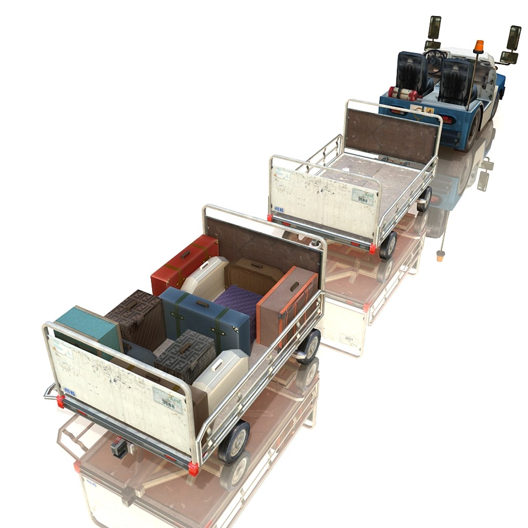 3d tug ramp tractor baggage