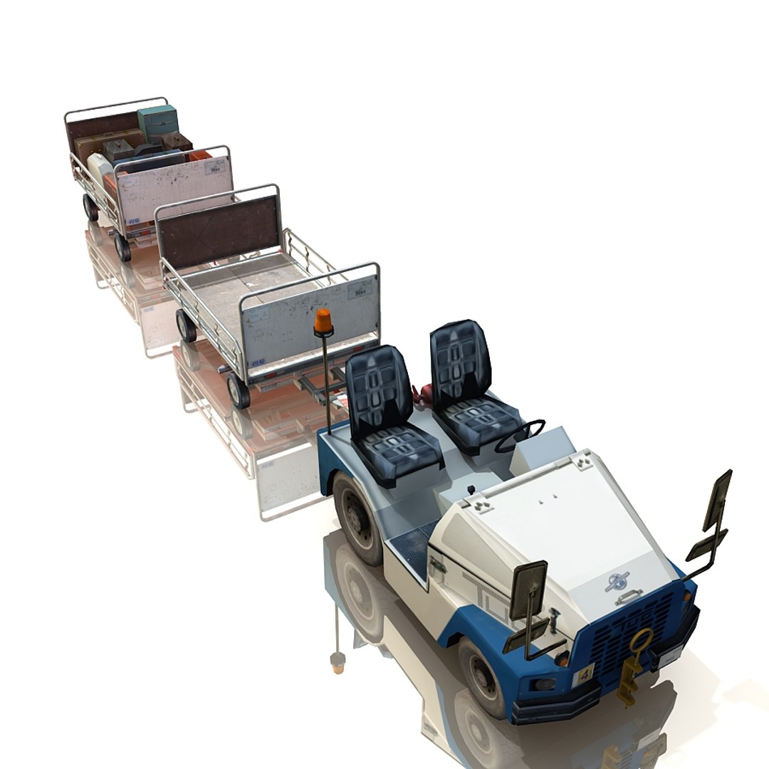 3d tug ramp tractor baggage