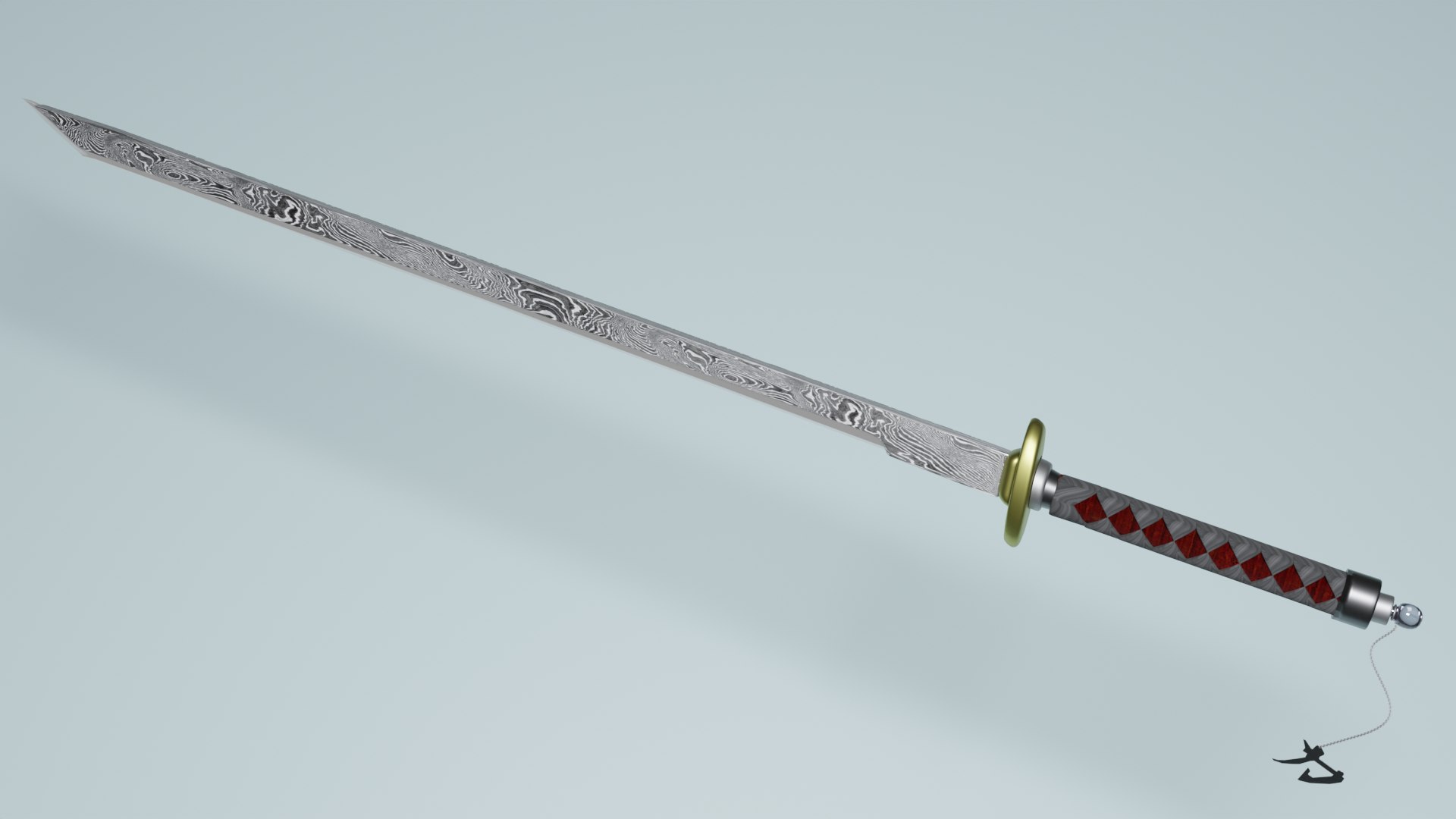 Katana em aço damasco Modelo 3D - TurboSquid 1914178, image size:1920x1080