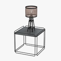 industrial table lamp on table