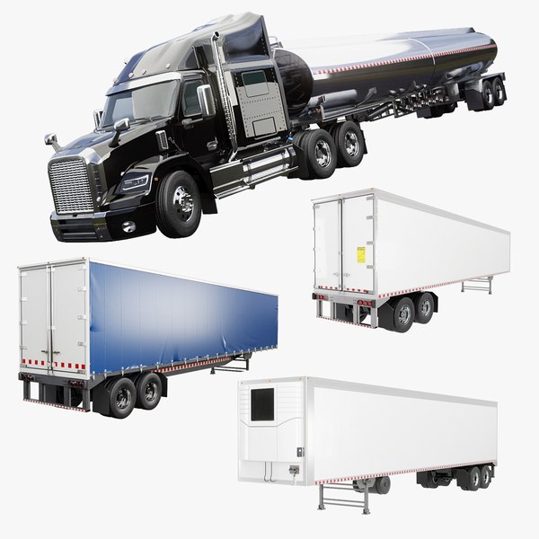 3D Generic Semi-Truck and Trailer Collection