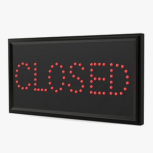 3D Red LED Light Business Sign Closed ON