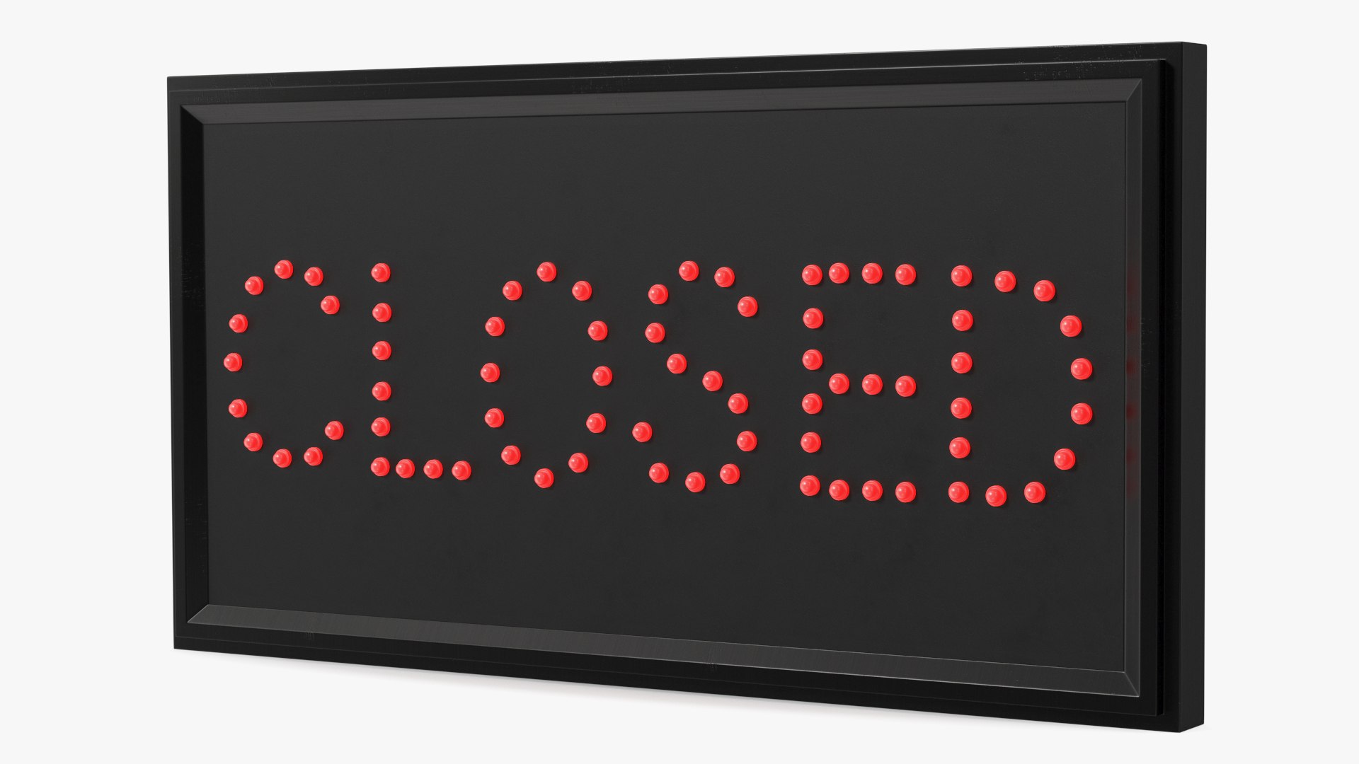 Red LED Light Business Sign Closed ON 3D model preview