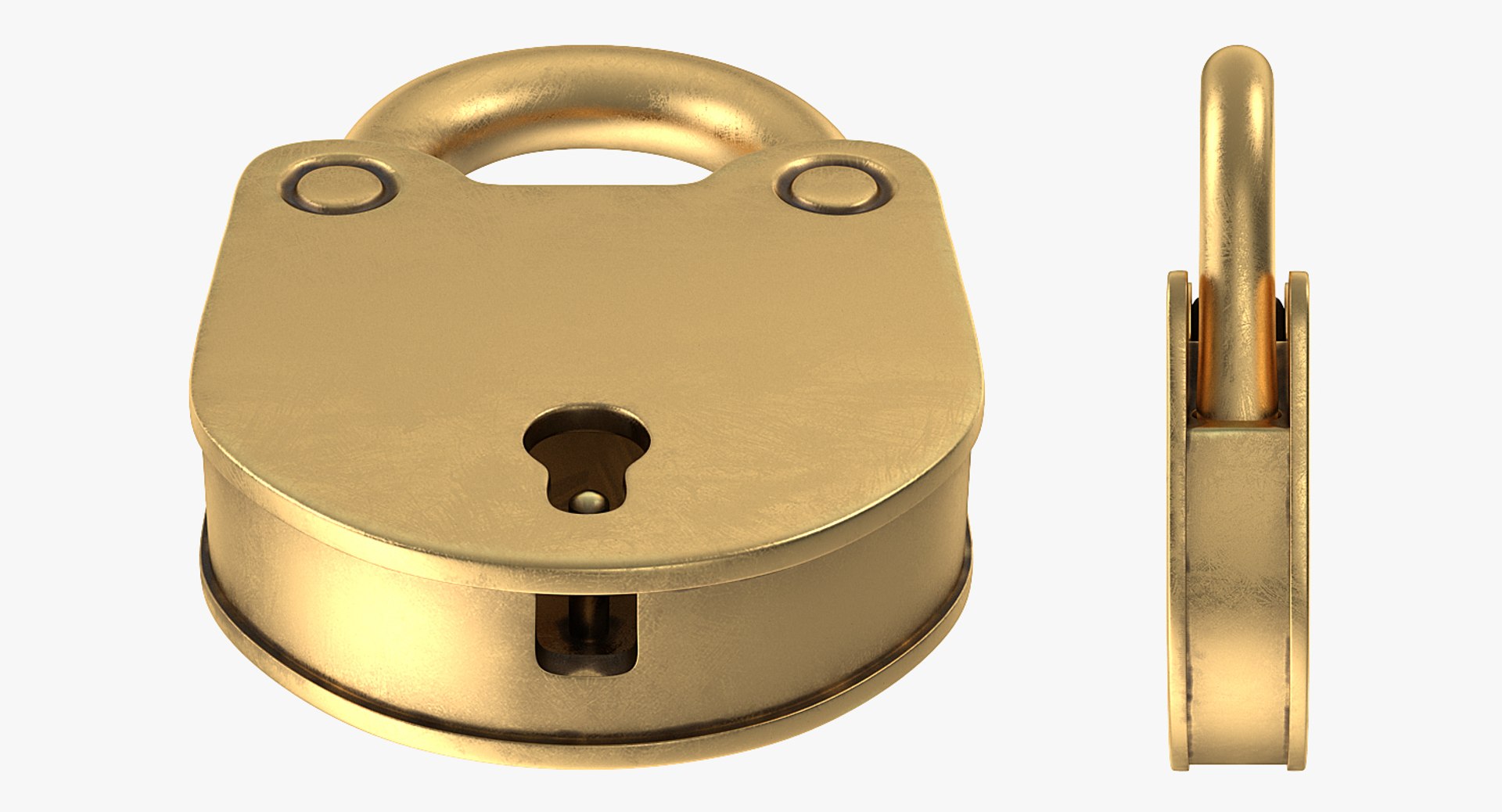 3D Vintage Brass Padlock Skeleton Key TurboSquid 1222971