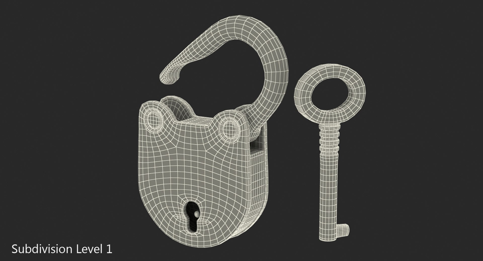 3D Vintage Brass Padlock Skeleton Key TurboSquid 1222971