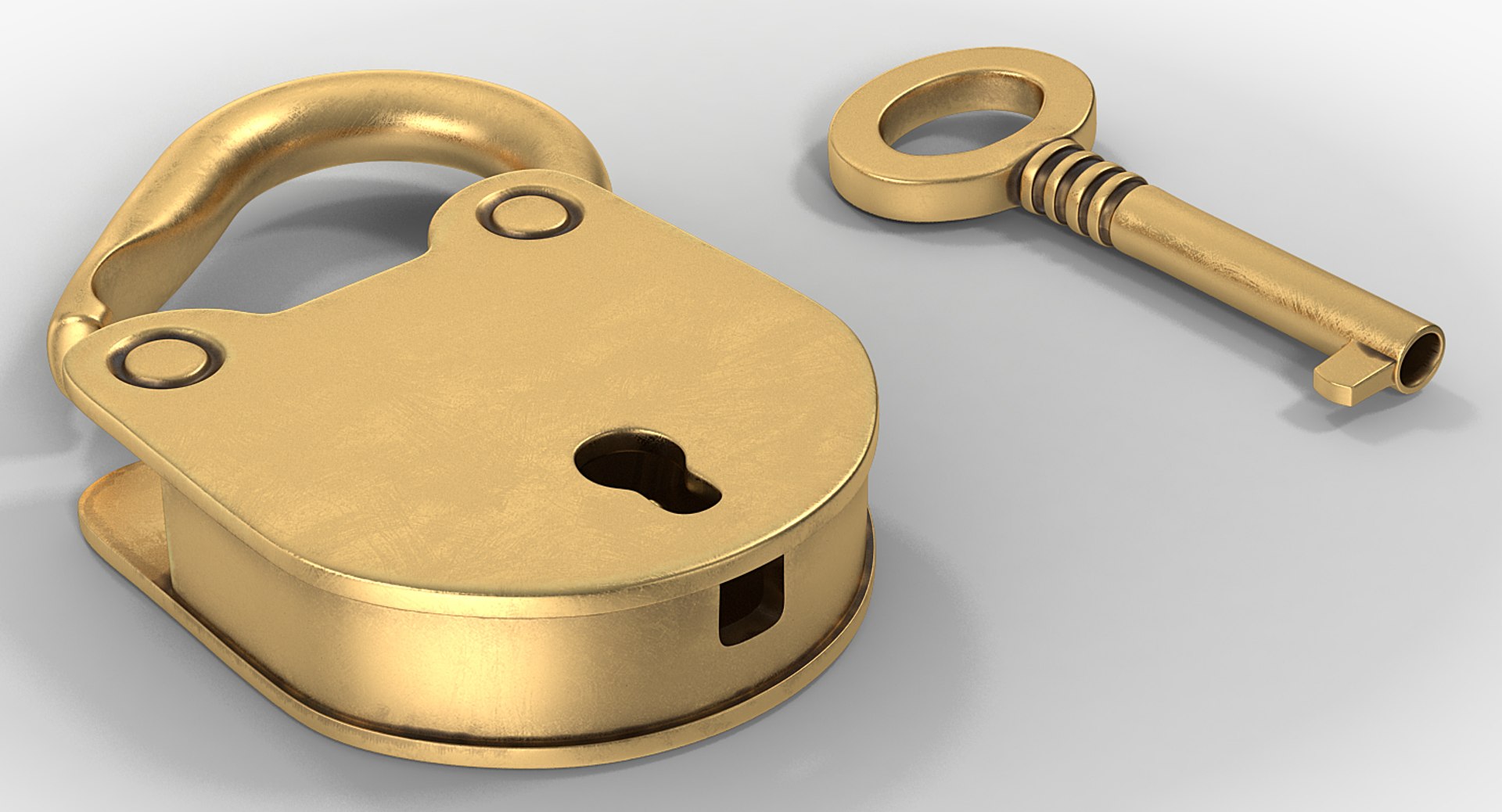 3D Vintage Brass Padlock Skeleton Key TurboSquid 1222971