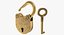 Vintage Brass Padlock with Skeleton Key