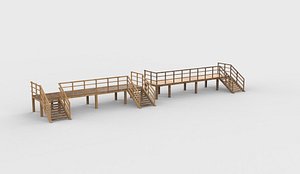 Old Wooden Stairs 02 3D model 3D model