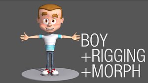 rigged cartoon boy character 3d model