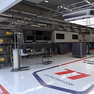 3D model Racing Team Garage 7 Equipped
