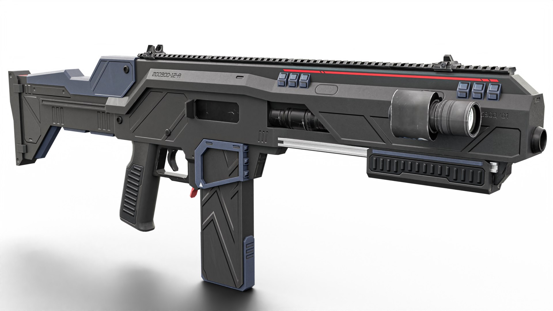 Low-Poly Sci-Fi Bullpup Rifle Futuristic Energy Weapon 3D Model ...