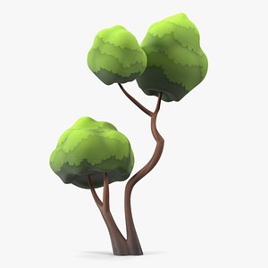 Small Double Tree Cartoon Style Handpaint Texture