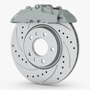 Slotted Ventilated Brake Disc with Grey Caliper