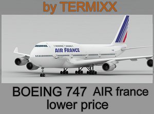 3d model airplane boeing 747 air france